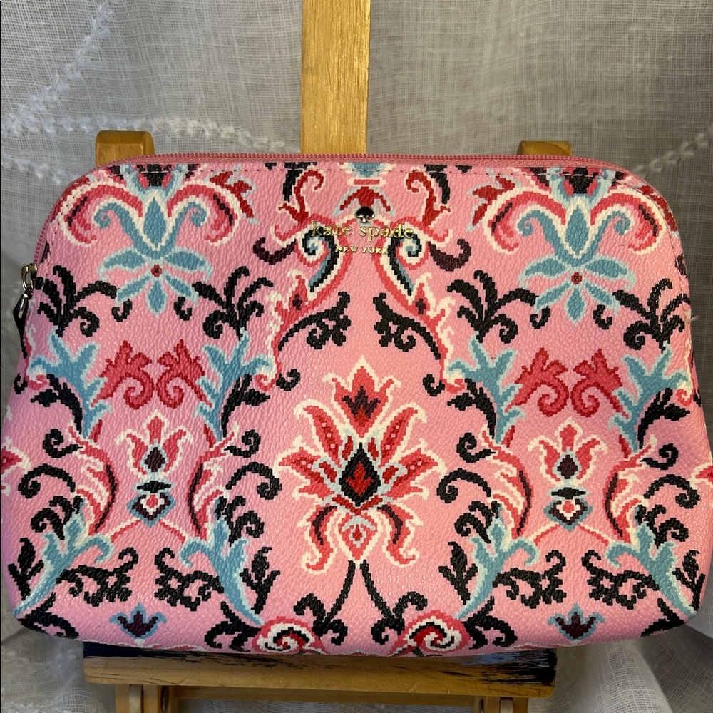 Kate Spade cross stitch pattern cosmetic bag